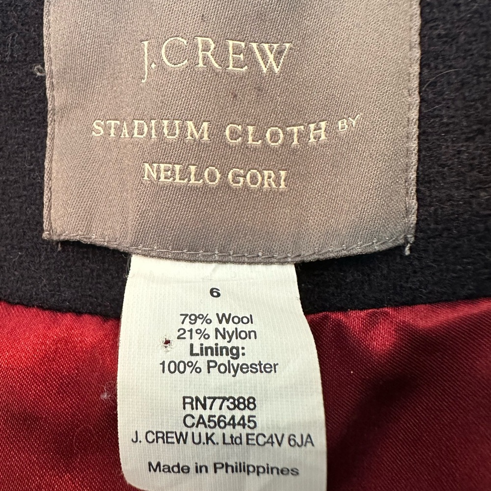 JCrew Stadium Coat, navy with goldtone hardware, size 6, excellent condition - Picture 2 of 4